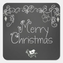 Gray Scrolls Chalkboard Holiday Star Stickers