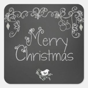 Gray Scrolls Chalkboard Holiday Star Stickers
