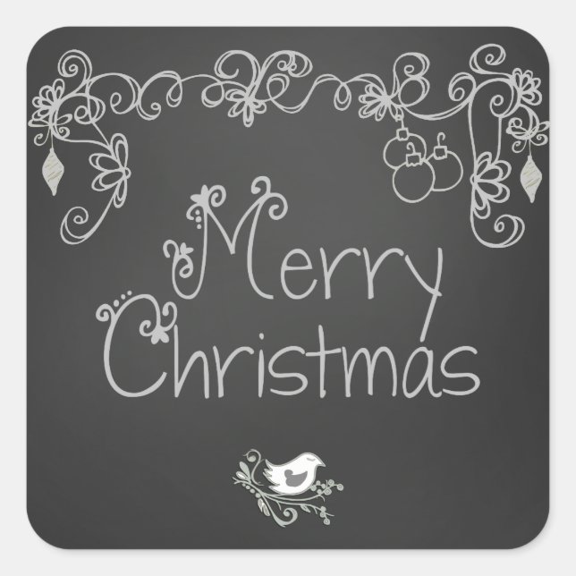Gray Scrolls Chalkboard Holiday Star Stickers (Vorderseite)
