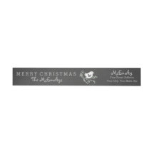 Gray Scrolls Chalkboard Holiday Wraparound Label