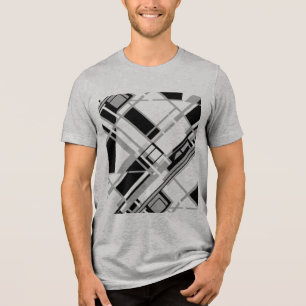 Gray Shades Black Diagonal Gameboard MCM Look Tri-Blend Shirt