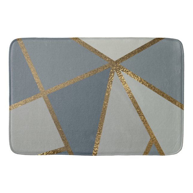Gray Shades & Gold Bronze Geometric Chic Bad Badematte (Vorderseite)
