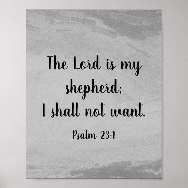 Gray Shades Psalm 23:1 Bibelzifferplakat Poster (Vorne)