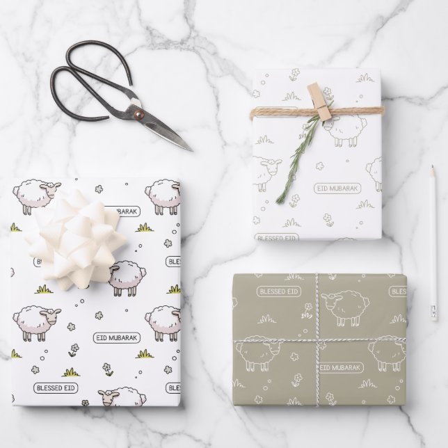 Gray Sheep Eid Mubarak Kids Geschenkpapier Set (Vorderseite)