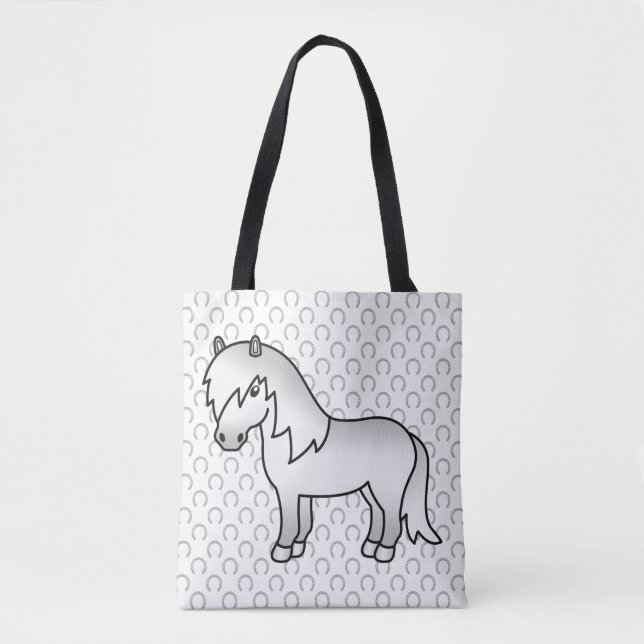 Gray Shetland Pony Niedlicher Cartoon Illustration (Vorderseite)
