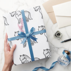 Gray Shetland Pony Niedlicher Cartoon Pony Pattern Geschenkpapier