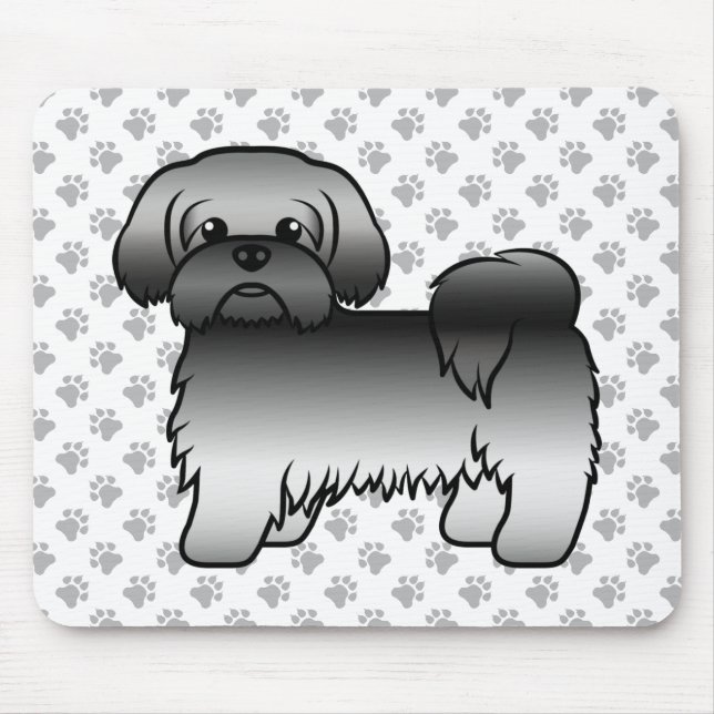 Gray Shih Tzu Niedlich Cartoon Dog Illustration Mousepad (Vorne)