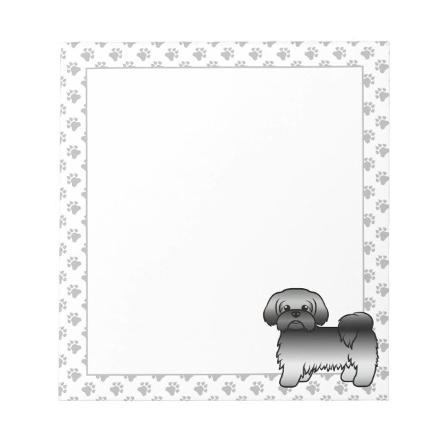 Gray Shih Tzu Niedlich Cartoon Dog Illustration Notizblock (Vorderseite)