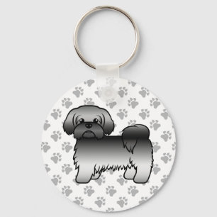 Gray Shih Tzu Niedlich Cartoon Dog Illustration Schlüsselanhänger