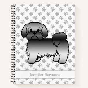 Gray Shih Tzu Niedlich Cartoon Dog & Name Notizbuch
