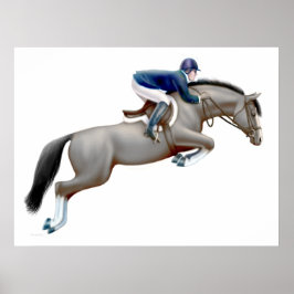 Gray Show Jumping Horse Print Poster
