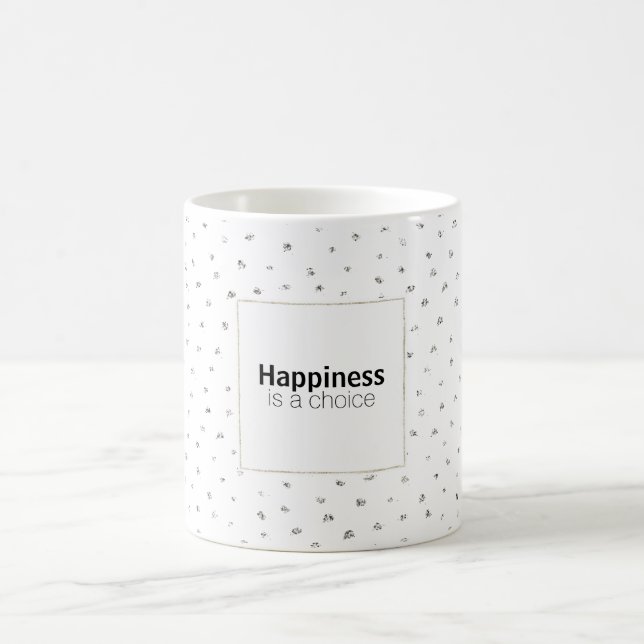 Gray Silver Confetti Glück ist eine Wahl Tasse (Mittel)