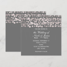 Gray Silver Dots Elegantes Glam Hochzeit Einladung