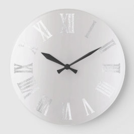 Gray Silver Gray Black Metal Minimal römische Zahl Große Wanduhr