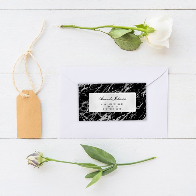 Gray Silver Marble Abstrakt Elegantes Schwarzes UA (RSVP Black Silver Marble FlorenceK )