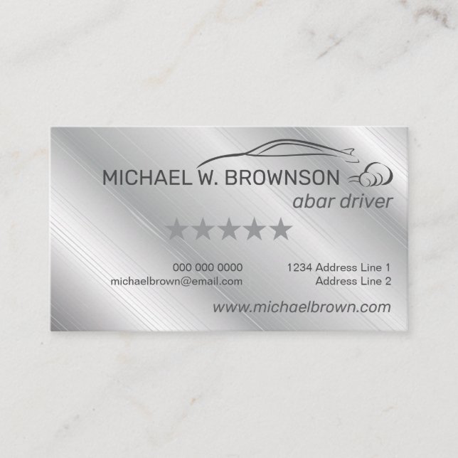 Gray Silver Minimal Driver Car Auto Visitenkarte (Vorderseite)