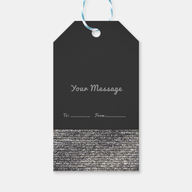 Gray & Silver Modern Glam Sequins Chic Elegante Geschenkanhänger (Vorderseite)