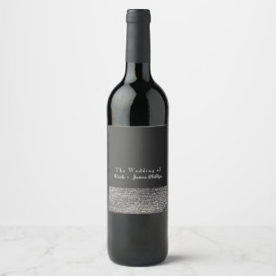 Gray & Silver Modern Glam Sequins Chic Wine Labels Weinetikett