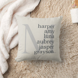 Gray Silver Monogram Names Throw Pillow Kissen