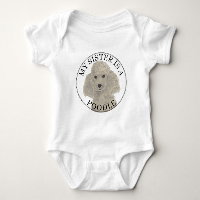 Gray Silver Poodle Dog Big Sister Baby Strampler (Vorderseite)
