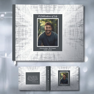Gray Silver Real Foil Funerary Guest Books Texture Gästebuch