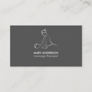 Gray Silver White Massage Therapie Masseuse Wellne Visitenkarte
