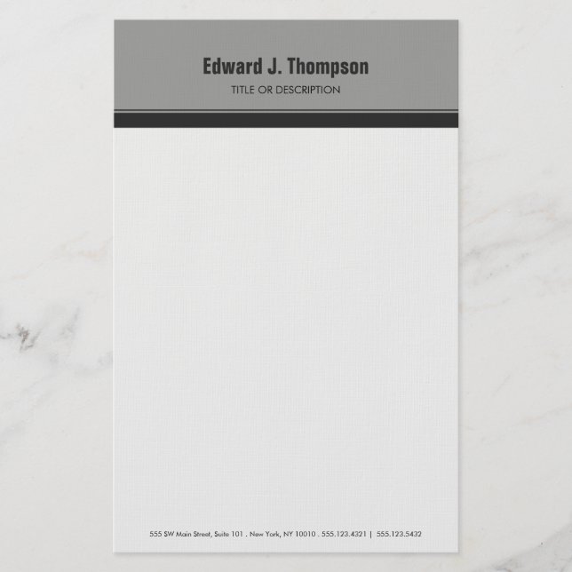 Gray Simple Border Briefpapier (Vorderseite)