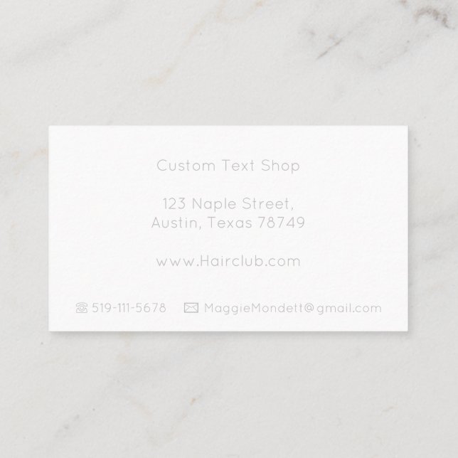 Gray Simple Clothing Shop Business Card Visitenkarte (Rückseite)
