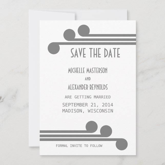 Gray Simple Deko Chic Save the Date einladen Einladung (Vorderseite)
