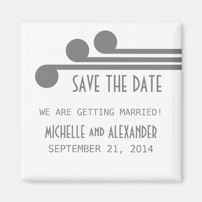 Gray Simple Deko Chic Save the Date Magnet (Vorne)