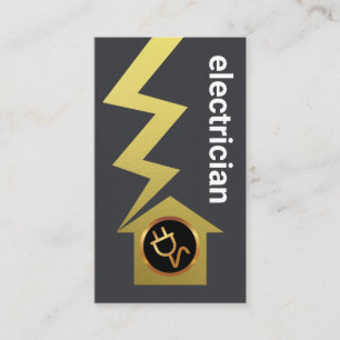Gray Simple Gold Lightning Zuhause Electrician Visitenkarte