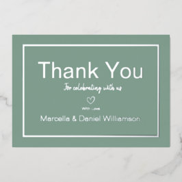 Gray Simple Minimalistisch Wedding Danke Folieneinladung