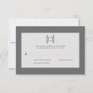 Gray Simple Torah Bar Mitzvah UAWG RSVP Karte