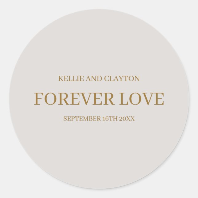 Gray Simple Wedding Classic Round Sticker (Vorderseite)