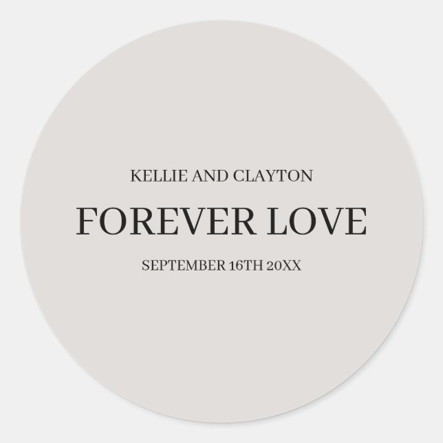 Gray Simple Wedding Classic Round Sticker (Vorderseite)