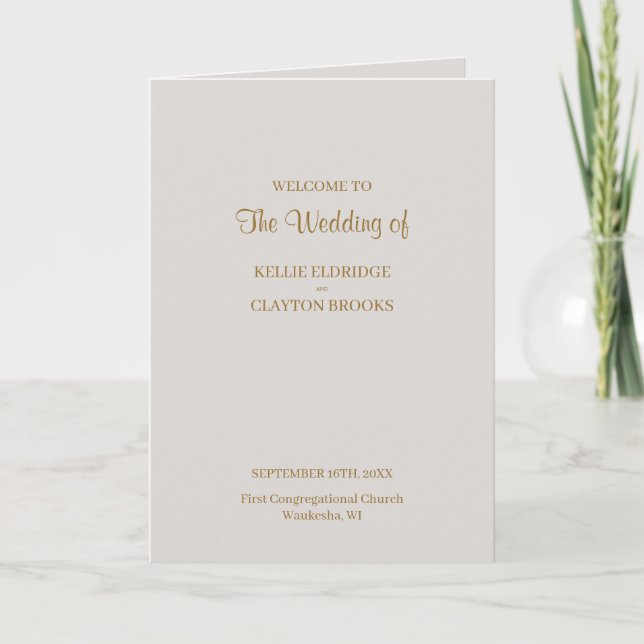 Gray Simple Wedding Folding Program Programm (Vorderseite)