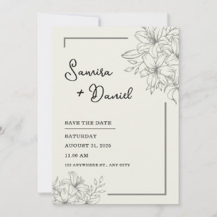 Gray Simple Wedding Invitation Portrait Einladung