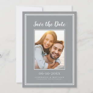 Gray Simple Wedding Verlobung Picture Modern Save The Date