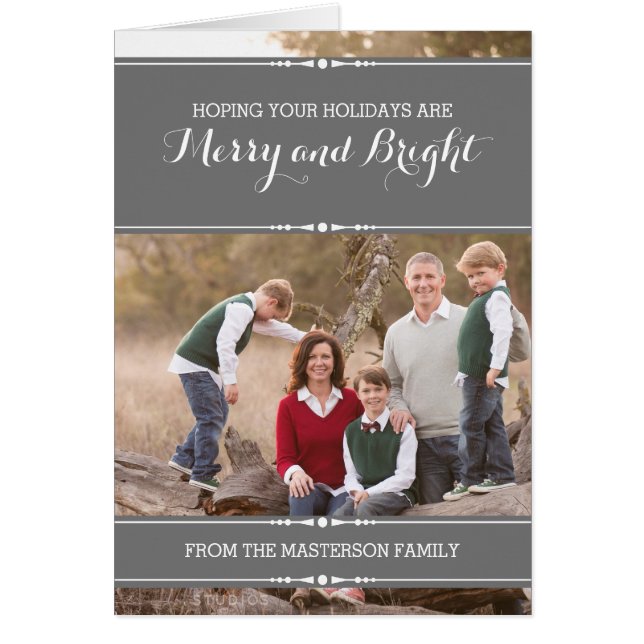 Gray Simply Chic Holiday Foto Card (Vorne)