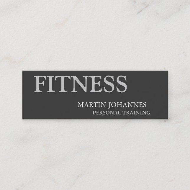 Gray Skinny Slim Personal Trainer Business Card Mini Visitenkarte (Vorderseite)