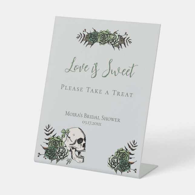 Gray Skull Rose Irish Polterabend Favoriten Signie Sockelschild (Vorderseite)
