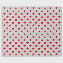 Gray Sky Bright Red Stars Geschenkpapier