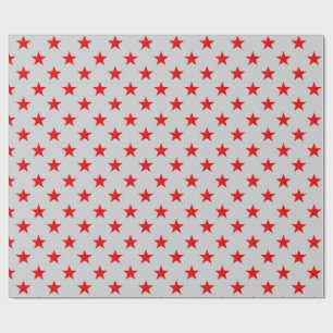 Gray Sky Bright Red Stars Geschenkpapier