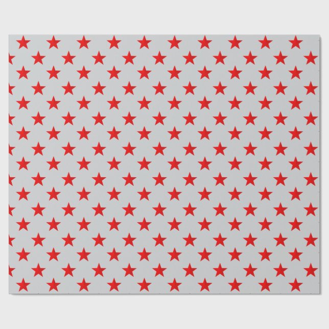 Gray Sky Bright Red Stars Geschenkpapier (Flach)