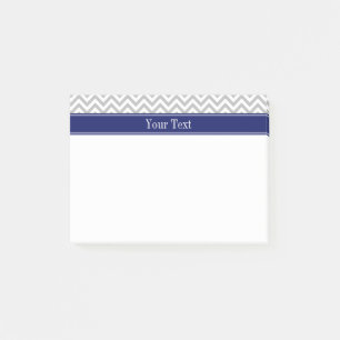 Gray SLg Zickzack Navy Name Monogram Post-it Klebezettel