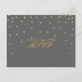 Gray & Small Gold Confetti UAWG Wedding Postcard Einladungspostkarte
