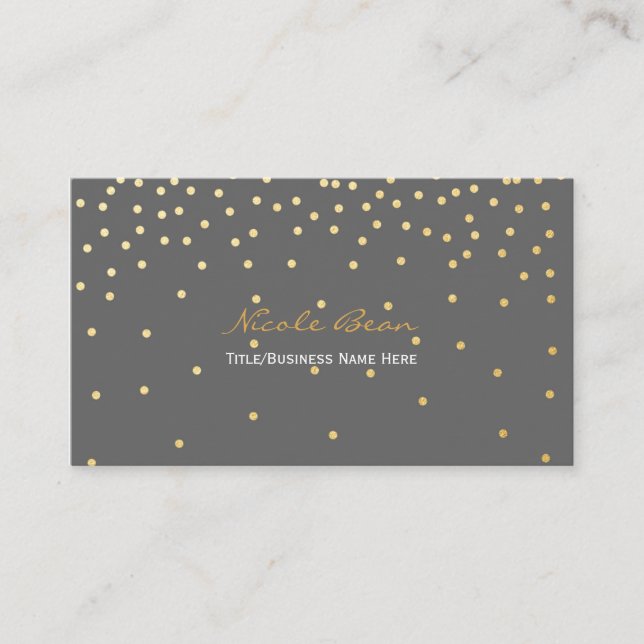 Gray Small Gold Foil Confetti Dos Business Card Visitenkarte (Vorderseite)