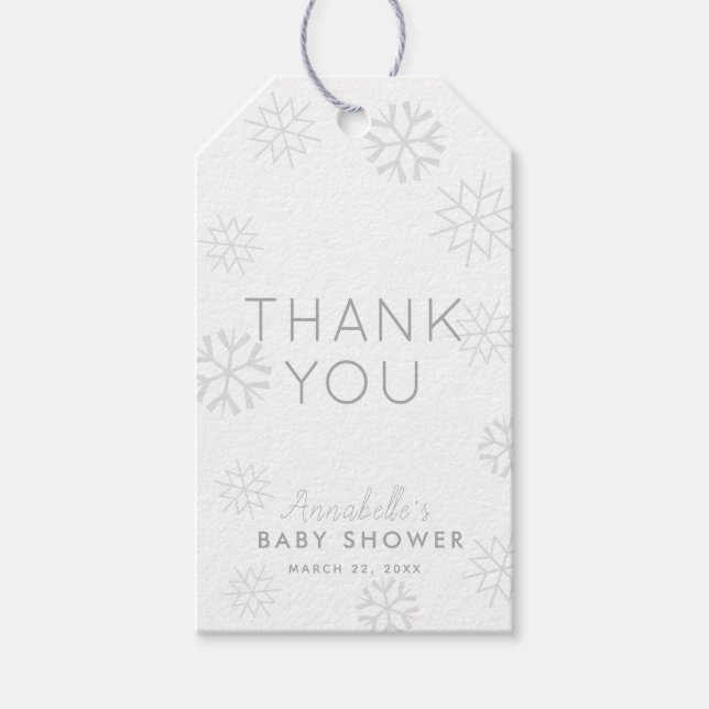 Gray Snowflakes Baby seine kalte Außenwelt Danke Geschenkanhänger (Vorderseite)