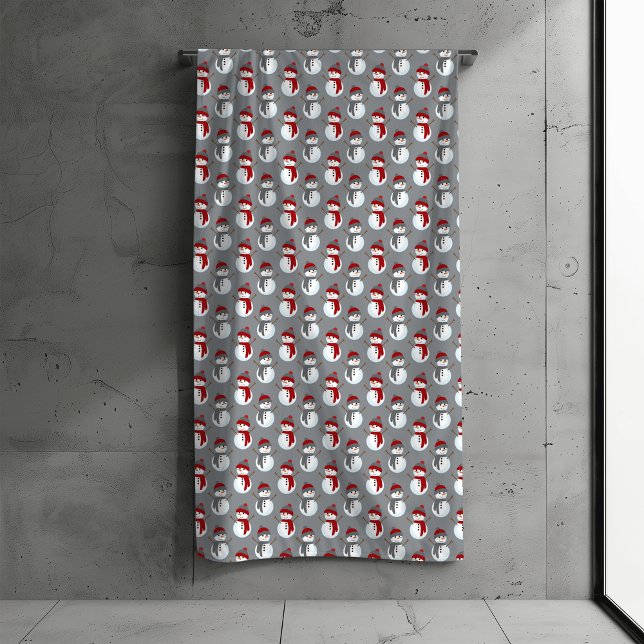 Gray Snowman Burgundy Weihnachten Badhandtuch Set (Von Creator hochgeladen)