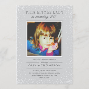 Gray Sparkle Altes Foto Einladung zum Geburtstag